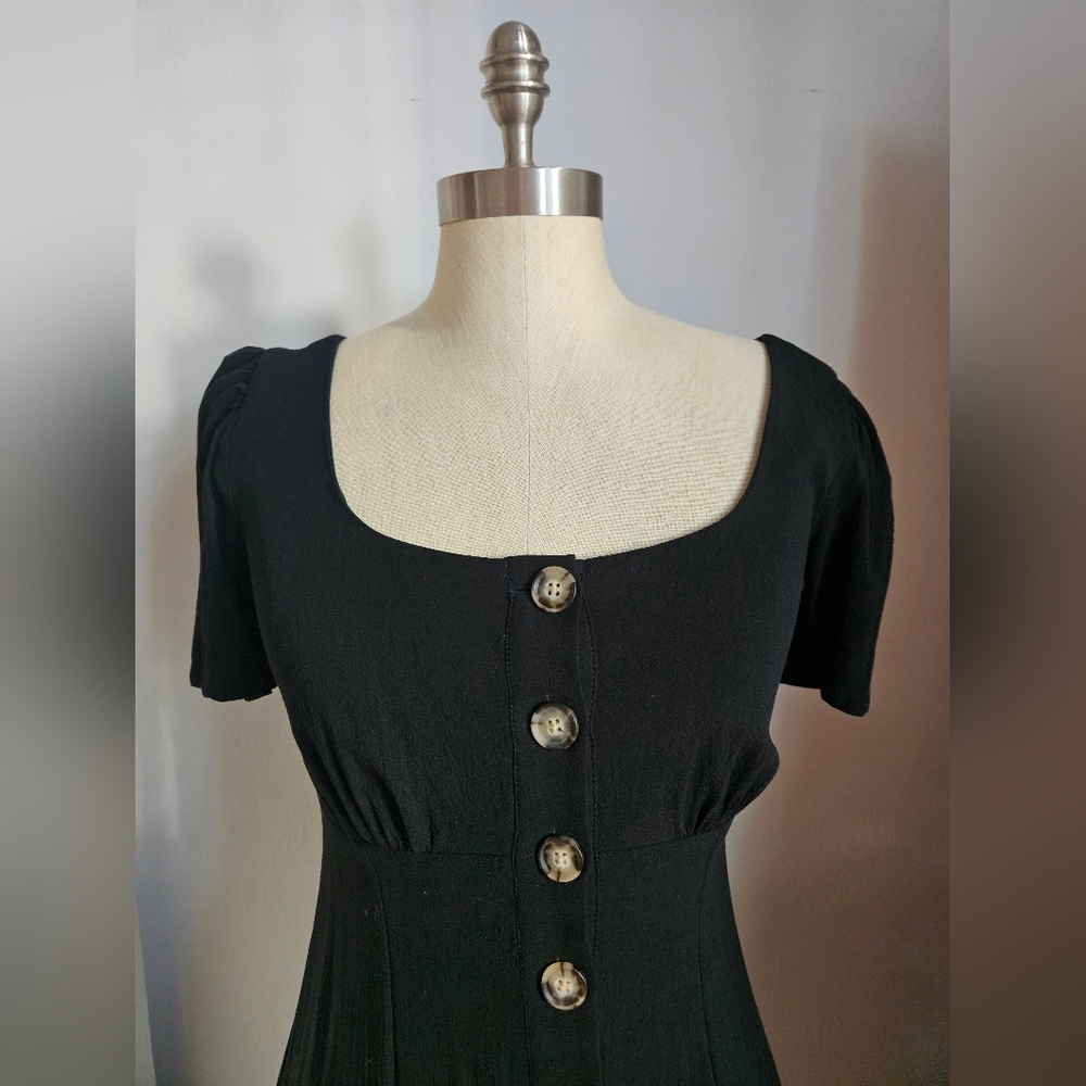 EXPRESS Button Front Scoop Neck Black Mini Dress | SZ S - Picture 8 of 10